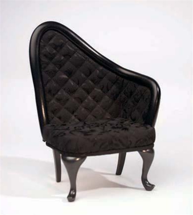 French Chair - Noir Brocade - Left Oriented (Perfectly scaled for Vita and most 16" Fashion Dolls)