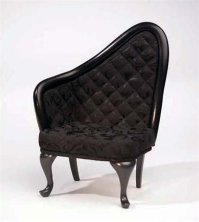 French Chair - Noir Brocade - Right Oriented (Perfectly scaled for Vita and most 16" Fashion Dolls)
