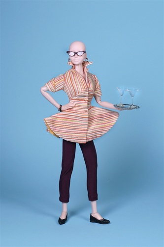 Urban® Viintage - Tre' Elegant Outfit  with 2 Martini Glasses, Silver Tray, and Eye Glass. Doll not included