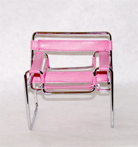 Tubular Chair - Pink (Perfectly scaled for 12" Fashion Dolls) Highly detailed chrome plated metal frame and leatherette seats.